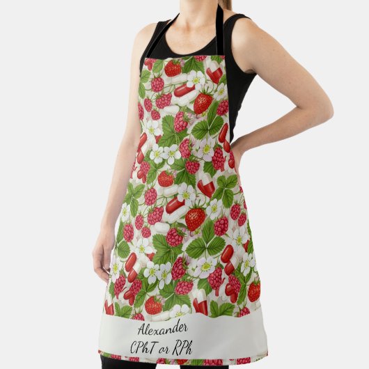 Rode bessen en pillen apotheek keuken schort (Insitu)