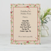 Rode Bessen en Winterbladschmuck op Kraft Menukaar Menu (Staand voorkant)