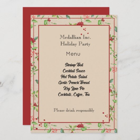 Rode bessen en wintervloed op Kaarten van het Kraf (Voorkant / Achterkant)