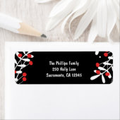 Rode bessen en witte bladeren zwarte feestdag Kaar Etiket (Insitu)