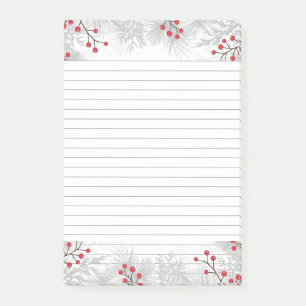 Rode bessen en zilverkleurige spar Post-It® Notes, Notes