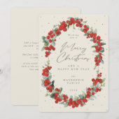 Rode Bessen + Eucalyptus Botanisch Kerstframe Feestdagenkaart (Voorkant / Achterkant)
