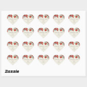 Rode bessen + Eucalyptus Kerst Dankjewel Hart Sticker (Vel)