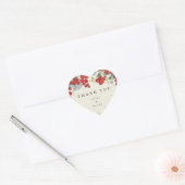 Rode bessen + Eucalyptus Kerst Dankjewel Hart Sticker (Envelop)