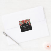 Rode bessen + Eucalyptus Kerst Dankjewel Vierkante Sticker (Envelop)