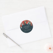Rode bessen + Eucalyptus Kerstmis Dank u Ronde Sticker (Envelop)