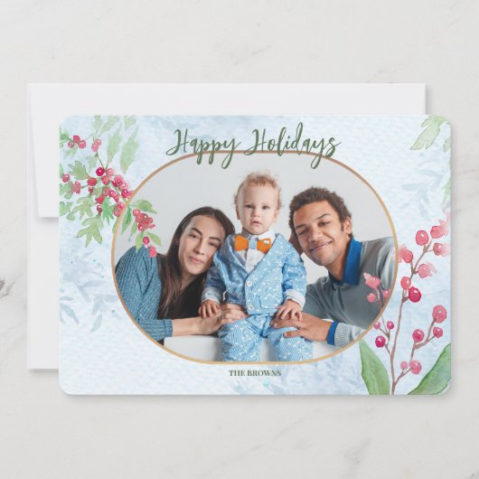 Rode bessen Foto Vakantie Groeten Kaart (Voorkant)