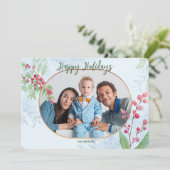 Rode bessen Foto Vakantie Groeten Kaart (Staand voorkant)