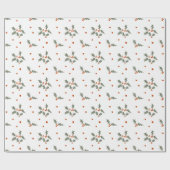 Rode bessen gebladerte Holly kerstcadeau Cadeaupapier (Vlak)