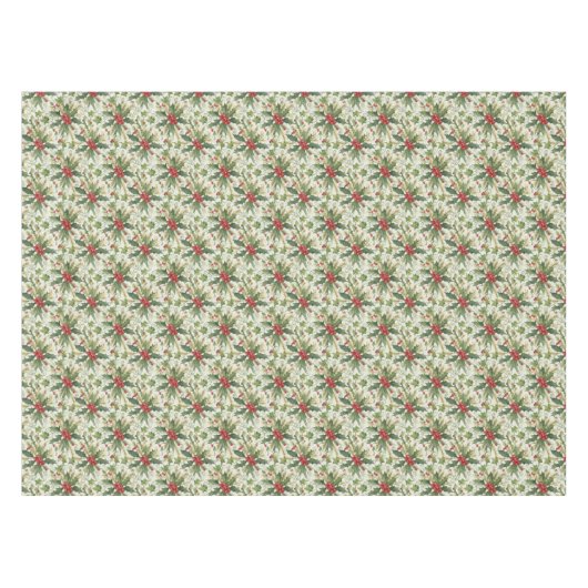 Rode bessen Groen Bladeren Holly Vakantie Kerstmis Tafelkleed (Voorkant (Horizontaal))