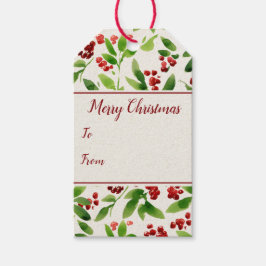 Rode bessen groen bladeren kerst vakantie ontwerp cadeaulabel