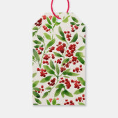 Rode bessen groen bladeren kerst vakantie ontwerp cadeaulabel (Achterkant)