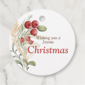 Rode bessen groen Elegante kerst Bedankjes Labels (Voorkant)