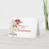 Rode bessen groen Elegante kerst Feestdagen Kaart (Voorkant)