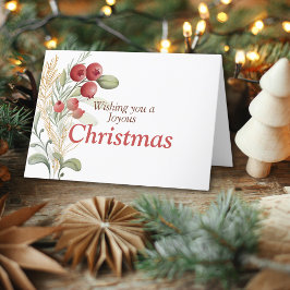 Rode bessen groen Elegante kerst Feestdagen Kaart