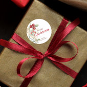 Rode bessen groen Elegante kerst Ronde Sticker