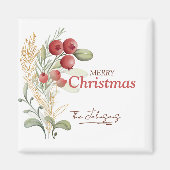 Rode bessen Groen Elegante Naam Kerstmis Magneet (Voorkant)