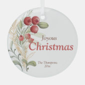 Rode bessen groen Elegante vakantie Glas Ornament (Voorkant)