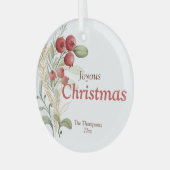 Rode bessen groen Elegante vakantie Glas Ornament (Voorkant links)