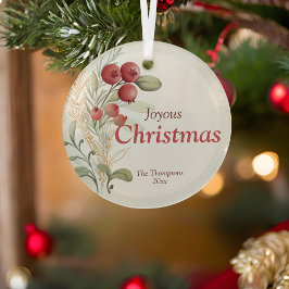 Rode bessen groen Elegante vakantie Glas Ornament