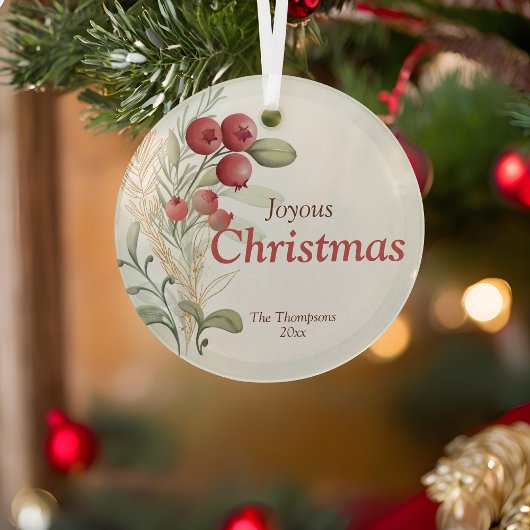 Rode bessen groen Elegante vakantie Glas Ornament