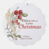 Rode bessen groen Elegante vakantie Ornament Kaart (Achterkant)