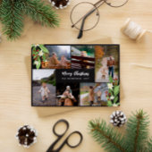 Rode bessen groen fotocollage vrolijke kerst feestdagenkaart