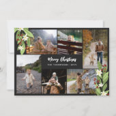 Rode bessen groen fotocollage vrolijke kerst feestdagenkaart (Voorkant)