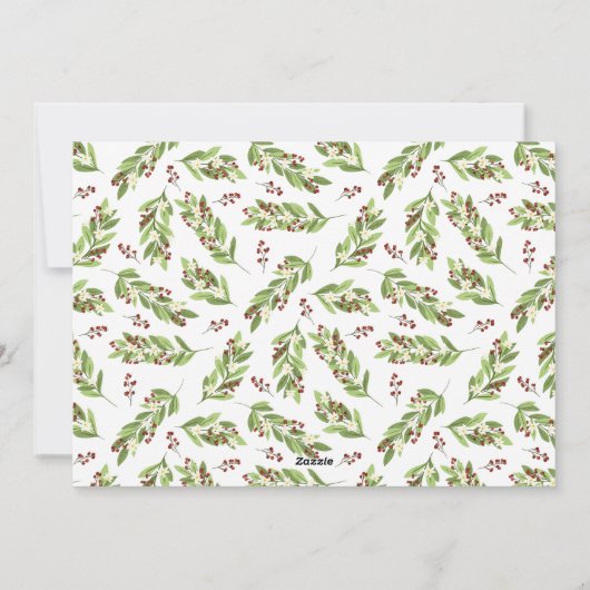 Rode bessen groen fotocollage vrolijke kerst feestdagenkaart (Achterkant)