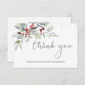 Rode bessen groen gebladerte bruiloft bedankt (Voorkant / Achterkant)