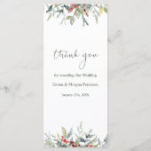 Rode bessen groen gebladerte bruiloft menu (Achterkant)