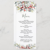 Rode bessen groen gebladerte bruiloft menu (Voorkant / Achterkant)