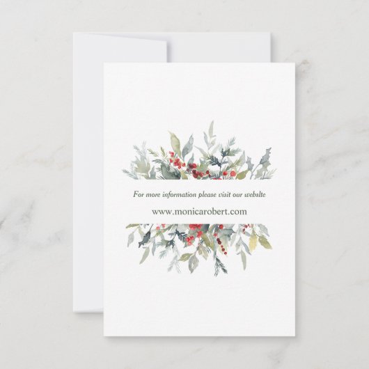 Rode bessen groen gebladerte bruiloft Save the Dat Kaart (Achterkant)