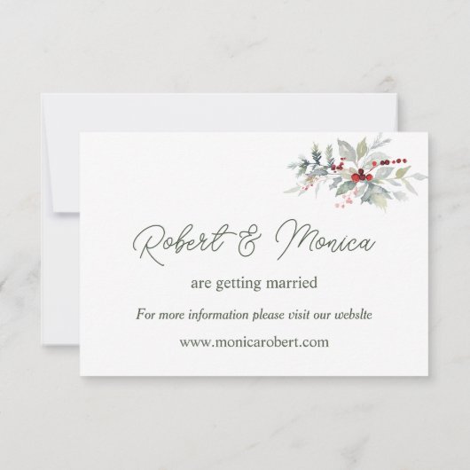 Rode bessen groen gebladerte bruiloft Save the Dat Kaart (Achterkant)