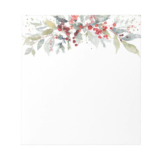 Rode bessen groen gebladerte Kerstmis / bruiloft Notitieblok (Voorkant)