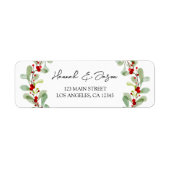 Rode bessen groen groen groen bruiloft Adresetiket Etiket (Voorkant)