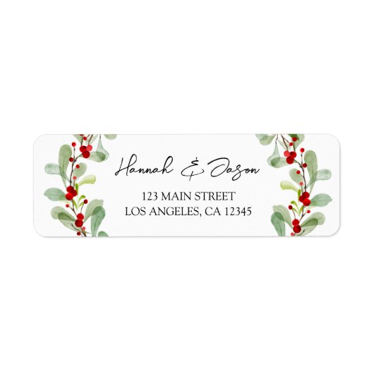 Rode bessen groen groen groen bruiloft Adresetiket Etiket (Voorkant)