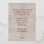 Rode bessen Groen Holly Botanisch gebladerte Goud Folie Feestdagenkaart (Achterkant)