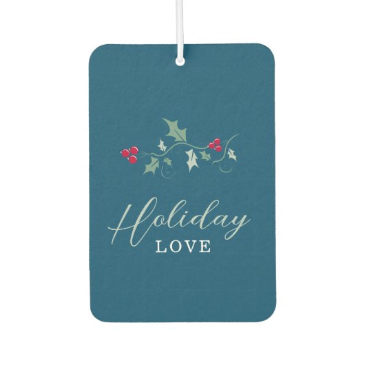 Rode bessen groen hulst blauw Kerstmis liefde foto Luchtverfrisser (Voorkant)