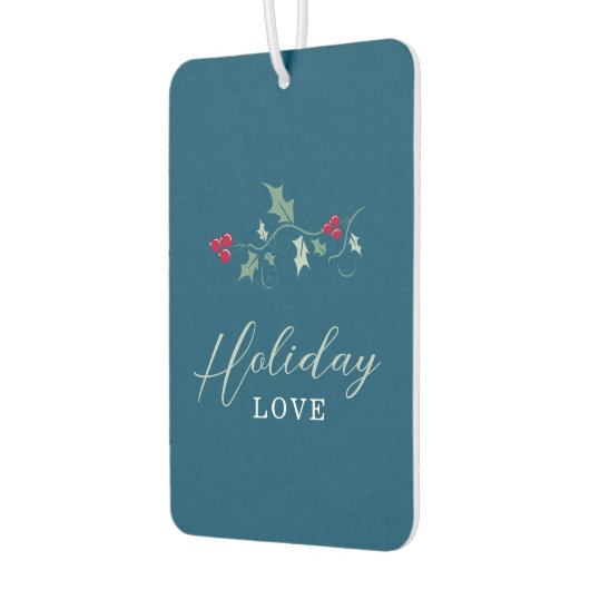 Rode bessen groen hulst blauw Kerstmis liefde foto Luchtverfrisser (Links)