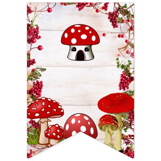 Rode bessen groen tuin paddenstoel magische padden vlaggetjes (Eerste vlag)