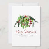 Rode Bessen Groene Bedrijfslogo Kerstmis Feestdagenkaart (Voorkant)