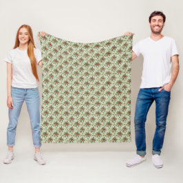 Rode Bessen Groene Bladeren Hulst Kerstmis Fleece Deken