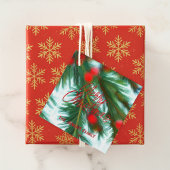 Rode bessen Groene dennen Merry Christmas Bedankjes Labels