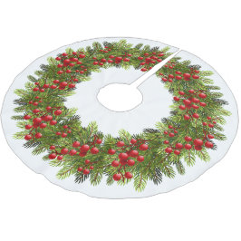 Rode bessen groene dennenboom naalden krans motief kerstboom rok