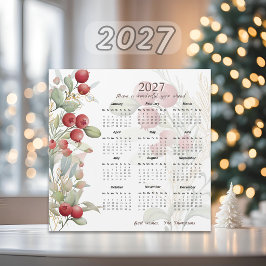Rode Bessen Groene Elegante 2027 Agenda Kaart