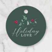 Rode bessen groene holly bladeren kerstliefde bedankjes labels (Voorkant)