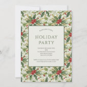 Rode bessen Groene Holly Vakantie Kerstfeest Kaart (Voorkant)