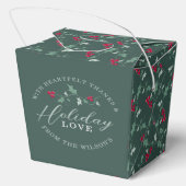 Rode bessen groene hulstbladeren Kerstliefde Bedankdoosjes (Achterkant)