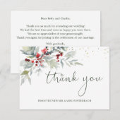 Rode Bessen Groene Loof Bruiloft Dank Je Bedankkaart (Voorkant / Achterkant)